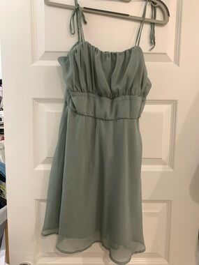 Trixxi Sage Green Chiffon Dress